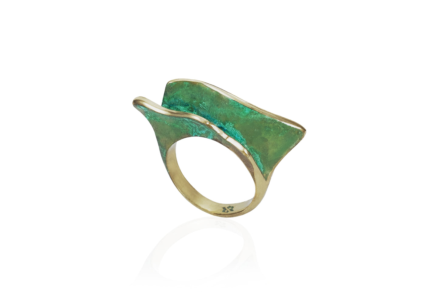 Anello Onde ottone patina verde