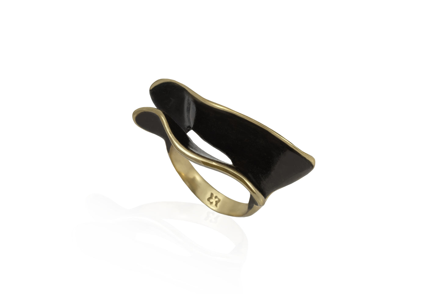 Anello due Onde ottone brunito