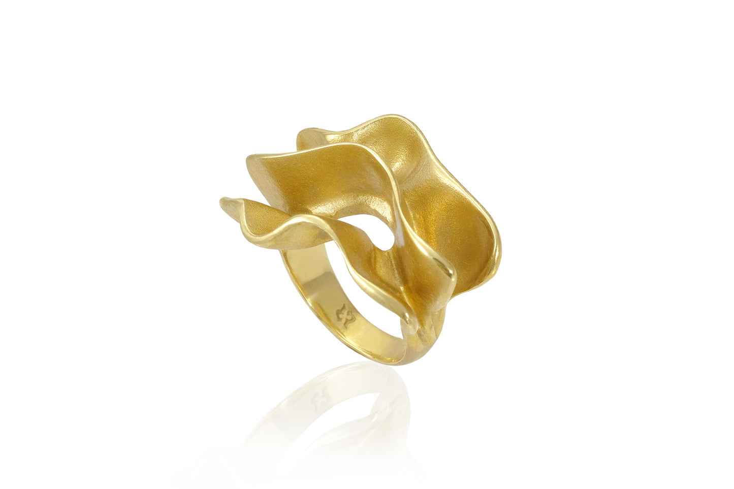 Anello tre Onde bronzo oro sabbiato