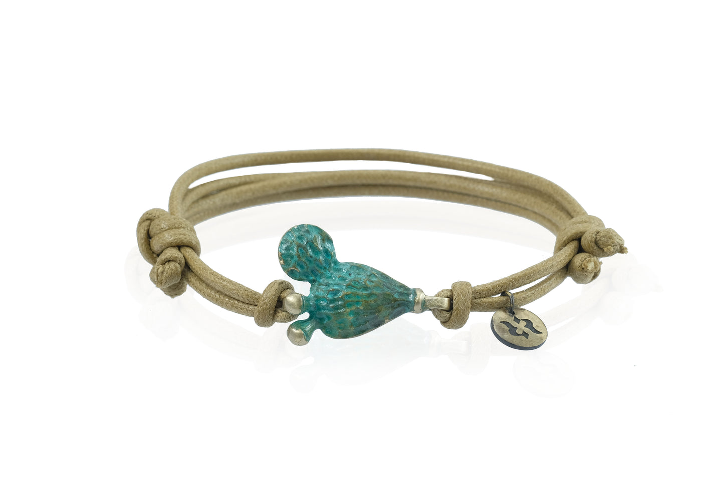 Braccialetto Fico d'India patina verde e cordoncino