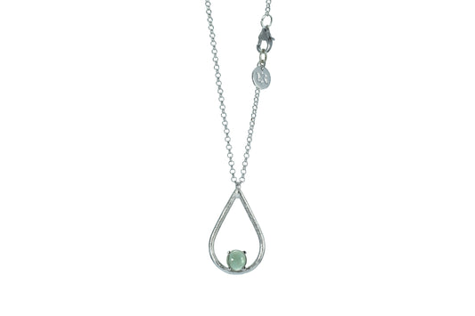 Collana Essential Goccia rodio e tormalina verde