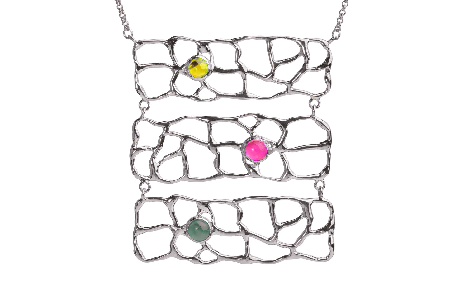 Collana One rodio e pietre