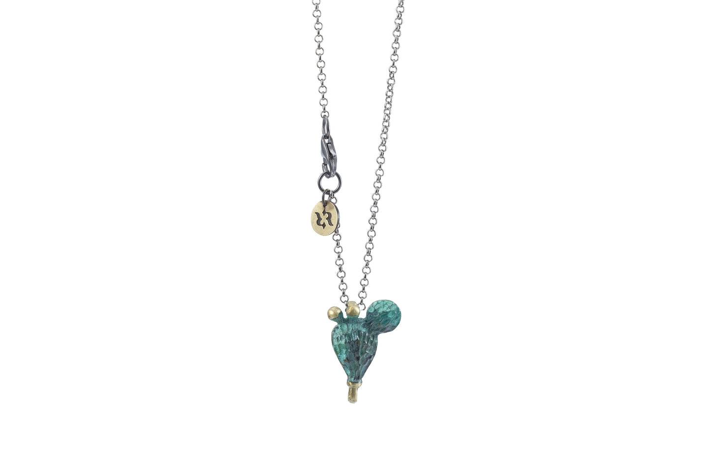 Collana con ciondolo Fico d'India patina verde