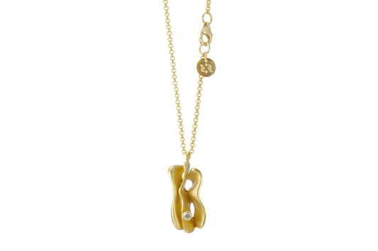 Collana con ciondolo Onde in bronzo oro sabbiato e zircone
