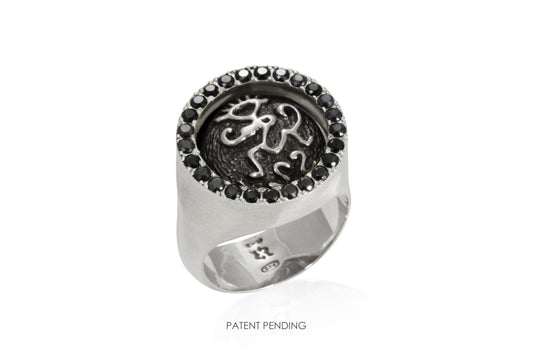 Anello Segni Doppio argento e zirconi neri