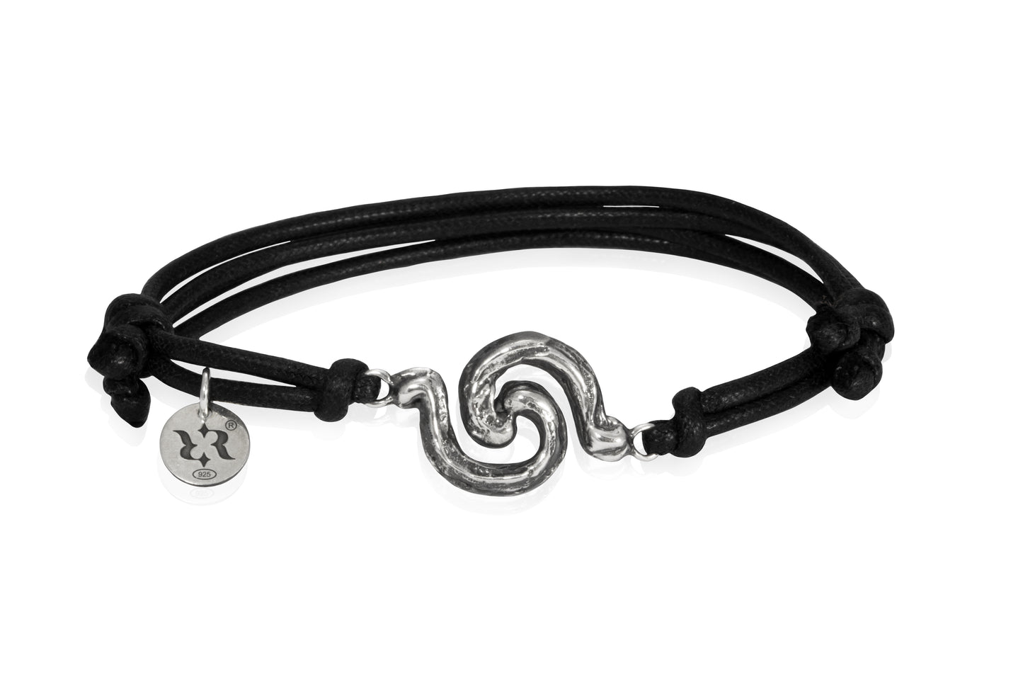 Braccialetto Segni Doppia Spirale argento e cordoncino